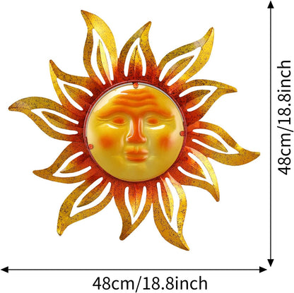 Large Sun Wall Art Decor 45 inch Metal Wall Art, Retro Hanging Decor, Valentine Wall Decorations for Patio,Yard,Garden,Fence,Living Room