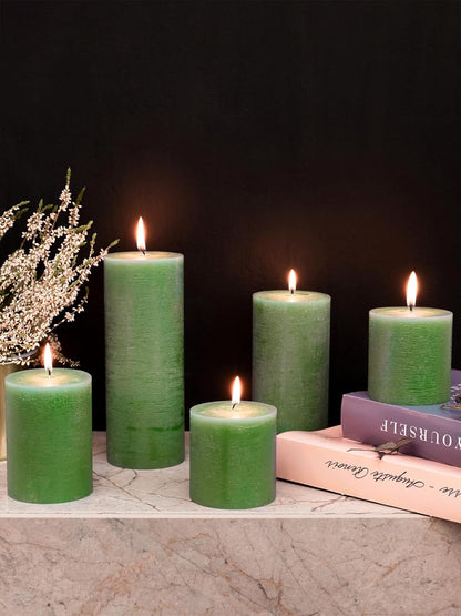 CANDWAX 3x4 inch Pillar Candles Set of 3 – Unscented Dripless Rustic Dark Blue Candles for Room Decor, Weddings, Centerpieces