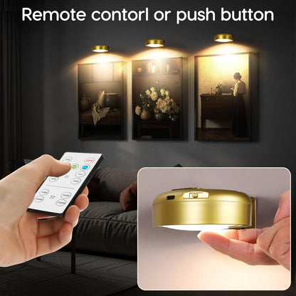Arixinks 3PACK Picture Light Battery Operated with Remote, Painting Light for Wall Art with 3 Lighting Colors Dimmable, LED Art Display Accent Light on Wall for Poster Dartboard Frame Portrait Black