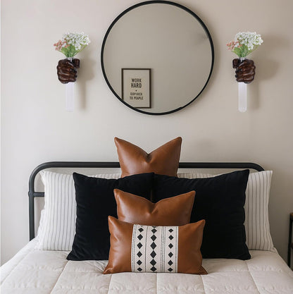 2 Pieces Wall Sculptures, Hands Vase Home Decor, Wall Mount Art Sculpture, Unique Wall Art Statue, Funky Flower Vase Decorations, Modern Eclectic Hanging Decor,Hands Statue (Black)