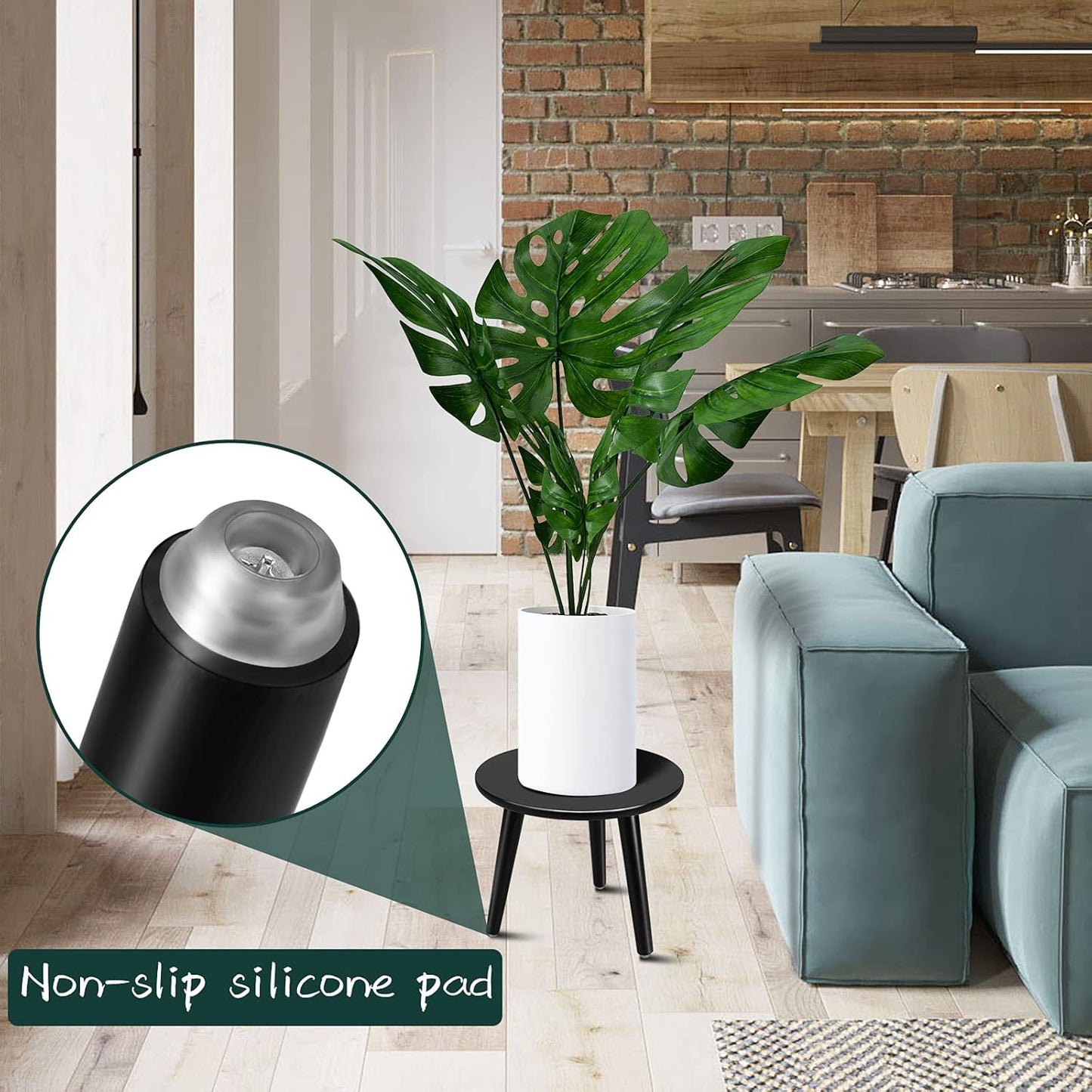 Uneedem Wood Mid Century Plant Stand for Indoor Plants, Modern Table, Tall Holder for Flower Pots, Small Round Side/End Table(A2 White, High: 16.5")