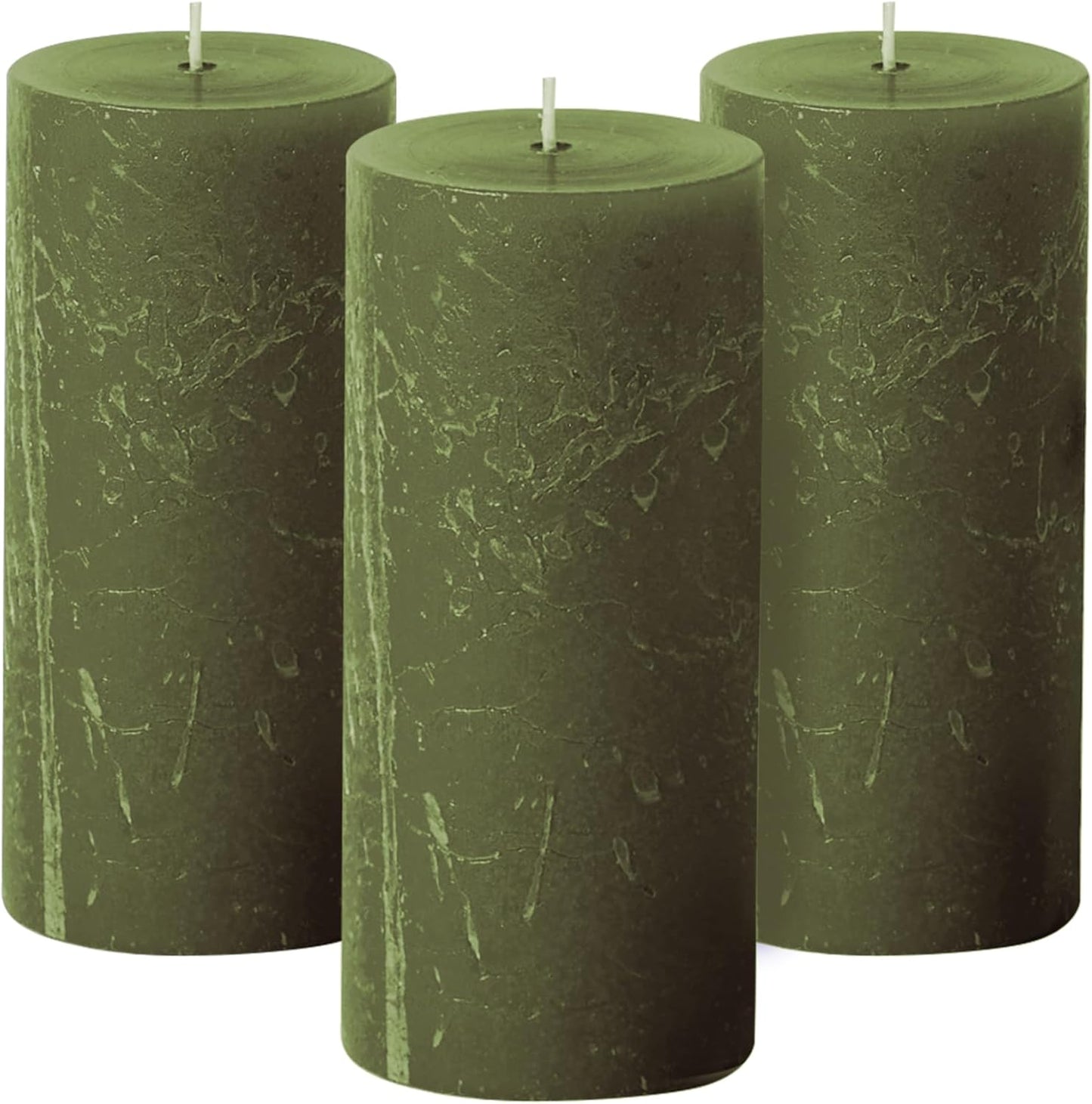 Simply Soson 3x6 inch Ivory Pillar Candles Set of 3, Rustic Texture, Unscented Ivory Candles, Dripless Candles, 3 inch Pillar Candles Ideal as Wedding, Parties, Spas, Dinner, Home Decoration, Church