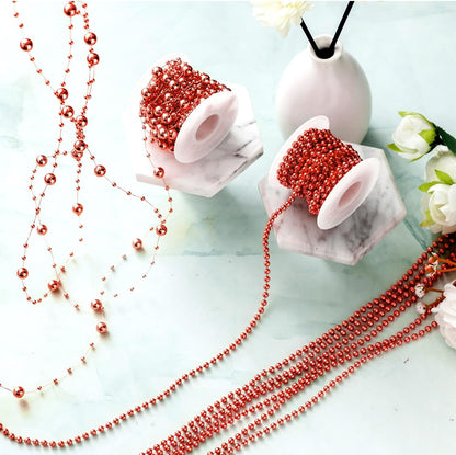 Bonuci 3 Rolls 66 Feet Pearls String Garland Faux Pearl Garland Spool Roll Strand Decoration Artificial Beads Chain Trim for Wedding Party Crafting Wedding Mother's Day Flower Decor(Ivory,4mm)