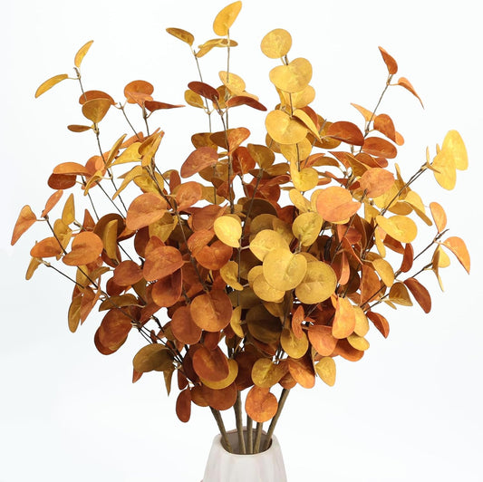 Bessol Artificial Eucalyptus Stems 24'' 5Pcs Fake Plants Greenery for Vase, Faux Eucalyptus Stems for Home Decor, Bathroom, Office, Coffee Table & Farmhouse Centerpiece Decorations