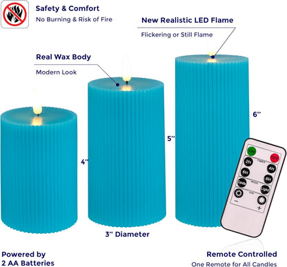 VENTA Set of 3 Warm Ivory Pillar Candles | Real Wax Battery Operated Candles with Flickering Flame | Timeless Year-Round Decor for Weddings, Mantels & Centerpieces