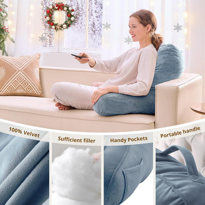 Sasttie Reading Pillows for Sitting in Bed Adult, Back Pillow Bed Sitting Up, Back-Rest Support Cushion for Sit Up on Couch, Sofa, and Floor, Dorm Essentials, Oeko-Tex Certified, Dark Grey