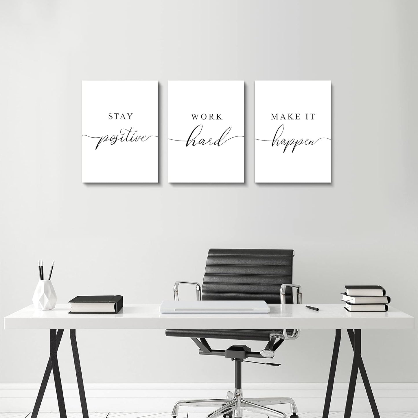 Inspirational Canvas Painting Wall Art -EPHANY ART,Mindset Quotes Prints, Success Framed Entrepreneur Poster Positive Quotes Wall Poster for Home Office Workplace (M-3pcs,12x16inchx3pcs)