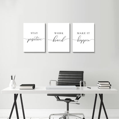 Inspirational Canvas Painting Wall Art -EPHANY ART,Mindset Quotes Prints, Success Framed Entrepreneur Poster Positive Quotes Wall Poster for Home Office Workplace (M-3pcs,12x16inchx3pcs)