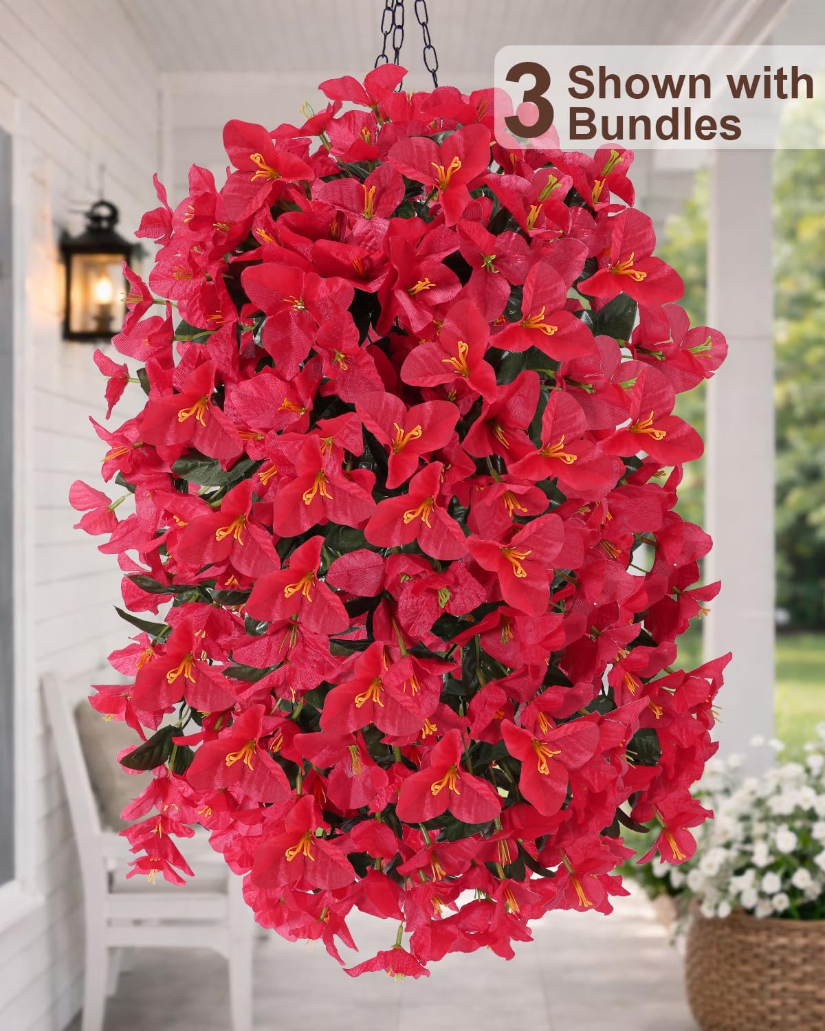 Artificial Flowers for Outdoors – 2 Bundles of UV-Resistant Artificial Bougainvillea, Realistic Silk Flowers for Front Porch, Patio, Garden, Window Boxes & Hanging Baskets (Hot Pink, 2)