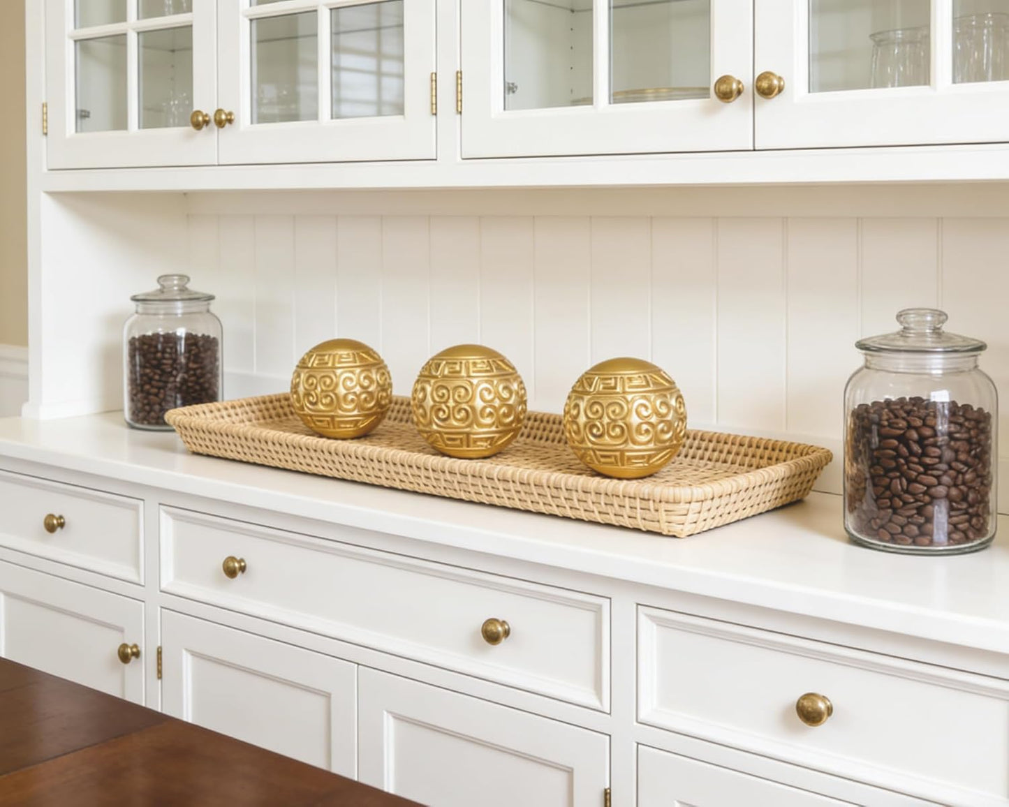 3 Pack Gold Decorative Ball for Centerpiece Bowls, 3 inch Orbs Spheres for Home Living Room Coffee Table Centerpieces Shelf Decoration