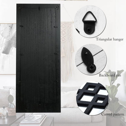 Wood Wall Sconce Candle Holder Set 2, Rustic Wall-Mount Candle Holders, Farmhouse Hanging Wall Décor, Carved Wood Frame, Mirrored Candle Holder (Distressed White)