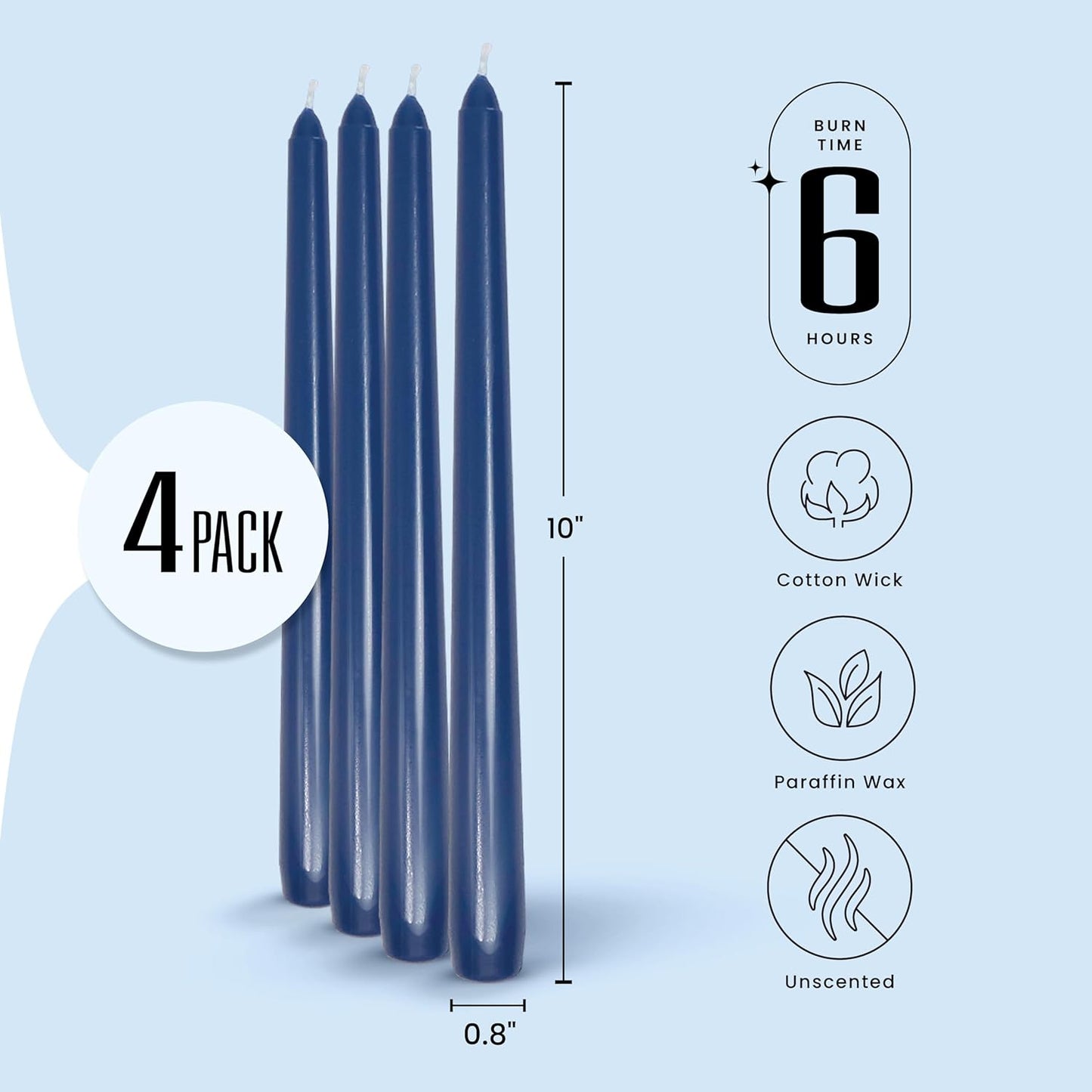 Leor & Lair Ivory Taper Candles - 4 Pack 10" Ivory Candlesticks - Unscented Cream Candle Sticks for Home Decoration, Holiday Tables, Weddings, Restaurants & Business Events
