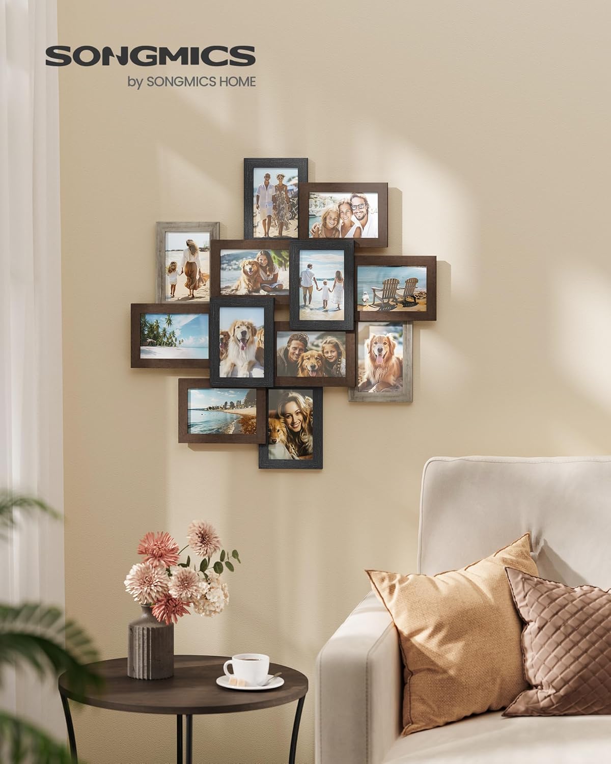 SONGMICS 4x6 Collage Picture Frames, 10-Pack Photo Collage Frame for Wall Decor, Glass Front, Assembly Required, Ink Black URPF20BK
