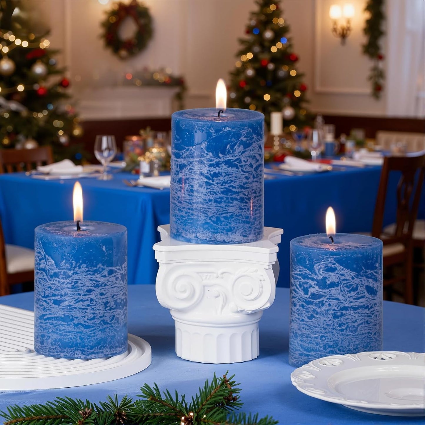 KONNI Coffee Layered Pillar Candles Set of 3, 3"x 4" Unscented Pillar Candles Bulk, 39 Hours Long Burning Candles, Smokeless&Dripless Round Candle for Wedding, Home Decoration, Parties, Spas, Dinner