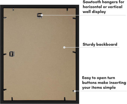 Americanflat 12x16 Shadow Box Frame with Polished Plexiglass - Silhouette Collection - Large Shadow Box Display Case for Tabletop and Wall Display - Black with Soft Felt Back