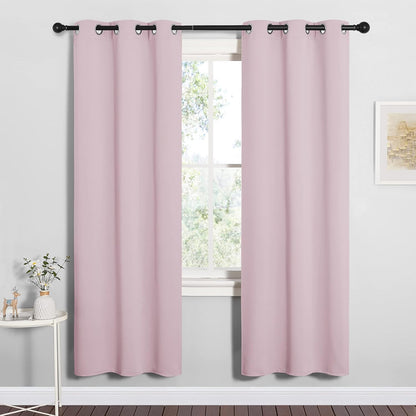 NICETOWN Halloween Pitch Black Solid Thermal Insulated Grommet Blackout Curtains/Drapes for Bedroom Window (2 Panels, 42 inches Wide by 63 inches Long, Black) - Colors B