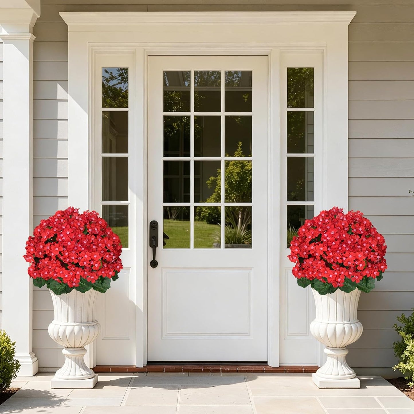 2Pack 4FT Artificial Bougainvillea Topiary Trees for Outdoor, Fake Silk Flowers Plants Bushes with Ground Spike, Faux UV Resistant Shurbs Trees for Outside,Front Porch,Patio,Balcony Decor