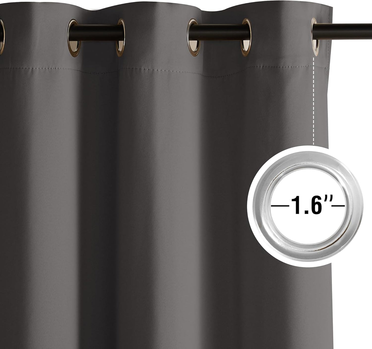 NICETOWN Halloween Pitch Black Solid Thermal Insulated Grommet Blackout Curtains/Drapes for Bedroom Window (2 Panels, 42 inches Wide by 63 inches Long, Black) - Colors E