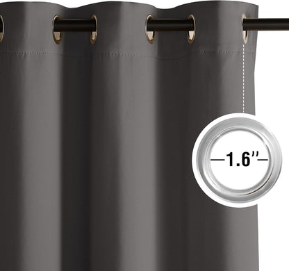 NICETOWN Halloween Pitch Black Solid Thermal Insulated Grommet Blackout Curtains/Drapes for Bedroom Window (2 Panels, 42 inches Wide by 63 inches Long, Black) - Colors E