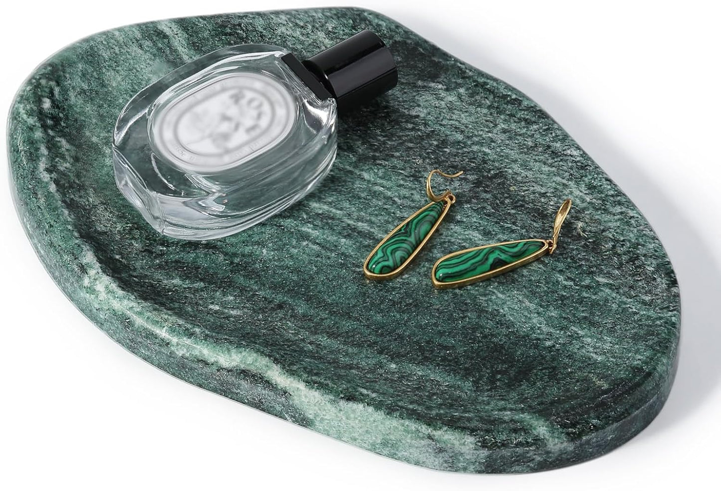 Koville Luxurious Natural Marble Vanity Tray, Cloud Shape Serving Stone Key Tray for Home Decor, 10" x 7" Marble Storage Trays for Bathroom, Stone Plate Holder for Perfume, Candle and Jewelry