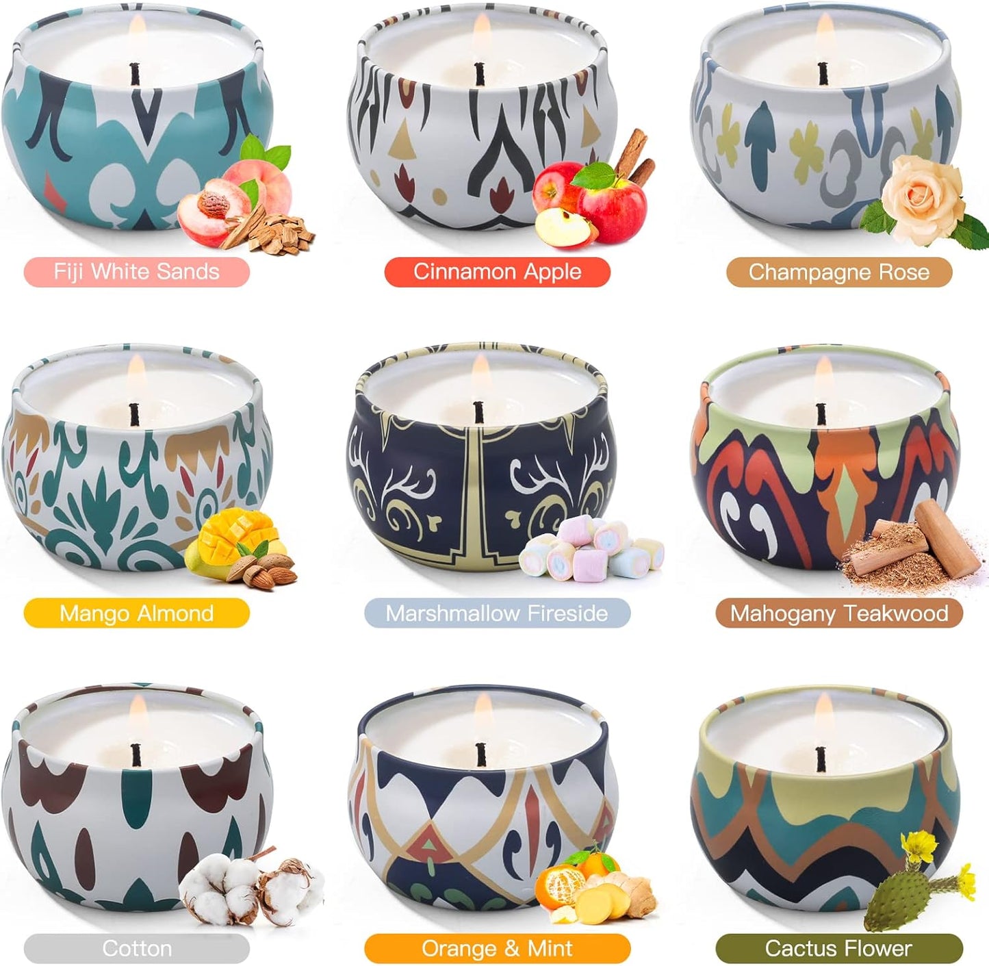Candles Gift Set for Women, 4 Pack Scented Candles with 8% Essential Oils, 120H Long Lasting Aromatherapy Candles for Home Relaxation