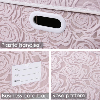 PRANDOM Larger Collapsible Storage Bin with Lid [1-Pack] Fabric Decorative Storage Box Cube Organizer Container Baskes with Handles Divider for Bedroom Closet Living Room Pink 17.7x11.8x11.8 Inch