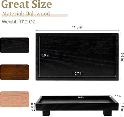Decorative Tray Small Pedestal Stand Farmhouse Bathroom Decor Wooden Riser Display Stand for Vanity, Kitchen Countertop, Sink, 9.4 * 4.7 White