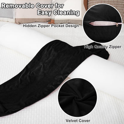 1 MIDDLE ONE Body Pillow for Adults, Bolster Pillow with Removable Velvet Cover, Long Round Cervical Roll Pillow, 47 x 7.87 Inches, Grey
