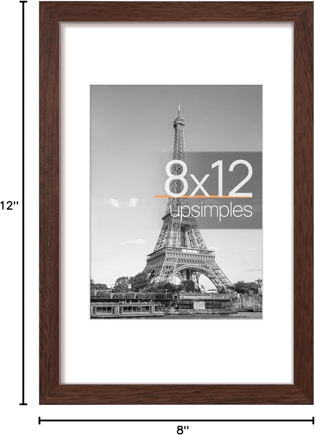 upsimples 8x10 Picture Frame, Display Pictures 5x7 with Mat or 8x10 Without Mat, Wall Hanging Photo Frame, Black, 1 Pack - Colors A