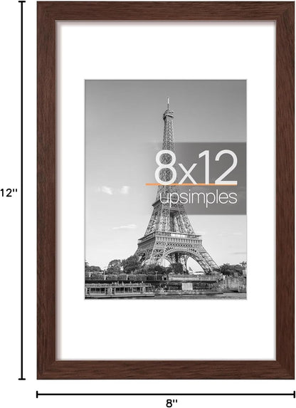 upsimples 8x10 Picture Frame, Display Pictures 5x7 with Mat or 8x10 Without Mat, Wall Hanging Photo Frame, Black, 1 Pack - Colors A
