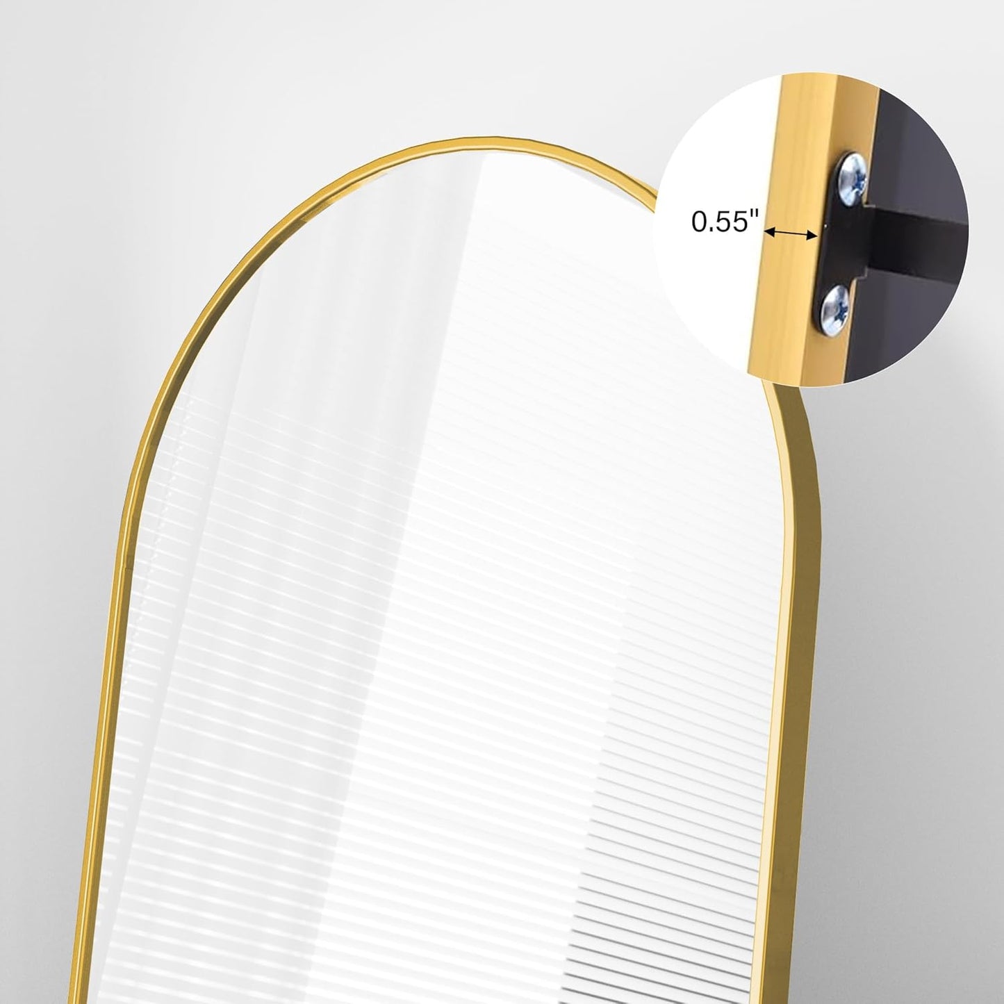 Mirror Full Length, 71"x26" Arched Full Length Mirror, Arch Mirror with Stand, Large Standing Mirrors, Oversized Full Body Mirrors with Aluminum Frame for Bedroom, Living Room (White)