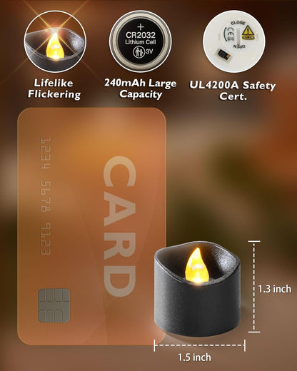 Homemory 24Pcs Flickering Flameless Candle Battery Operated, 200+Hours Fake Electric LED Tea Lights for Votive, Centerpiece Table Decorations, Wedding, Aniversary, Halloween, Christmas