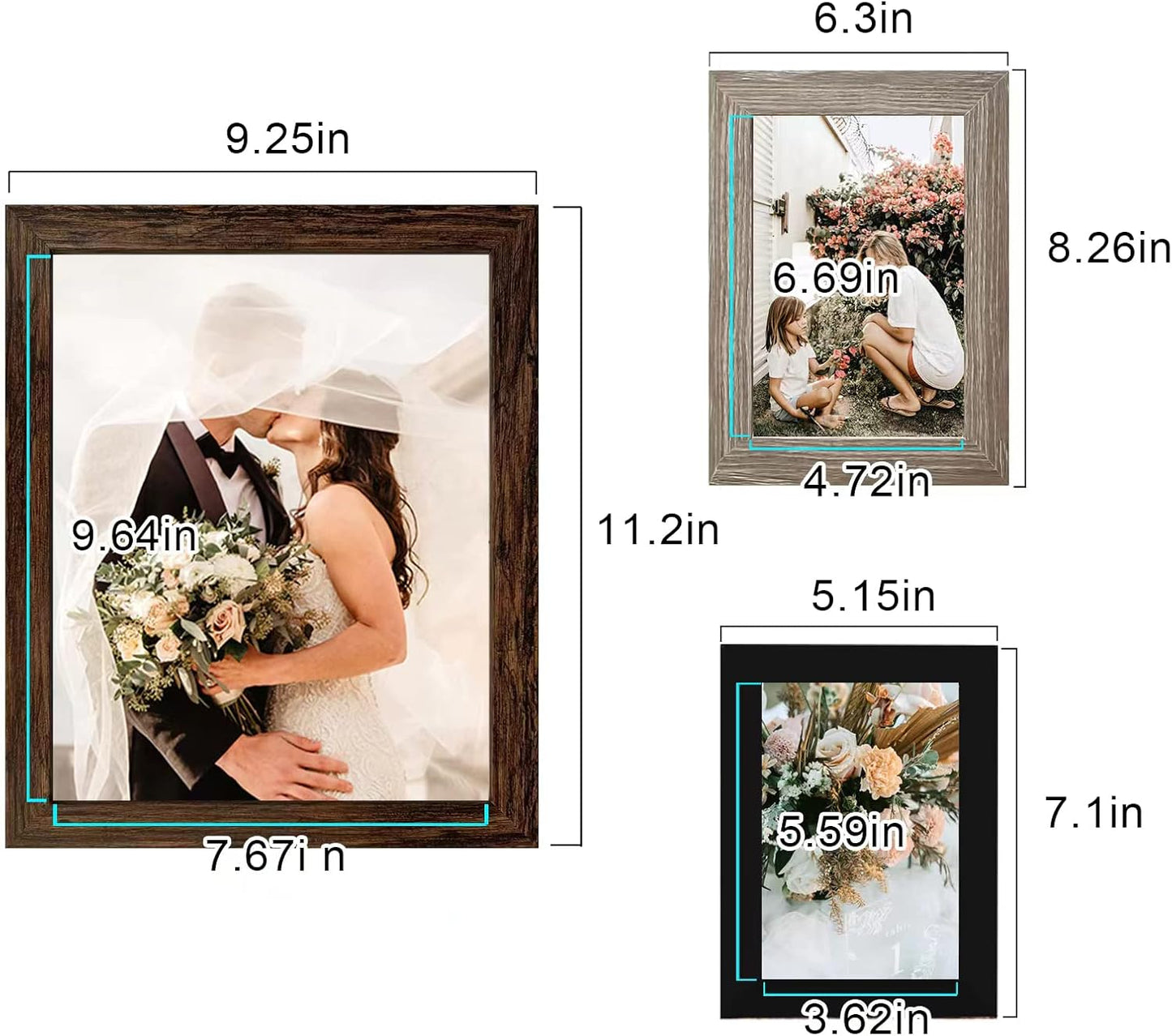 LUCKYLIFE Picture Frames Collage Wall Decor 10-Pack, Gallery Wall Frame Set with 8x10 5x7 4x6 Frames in 3 Different Finishes