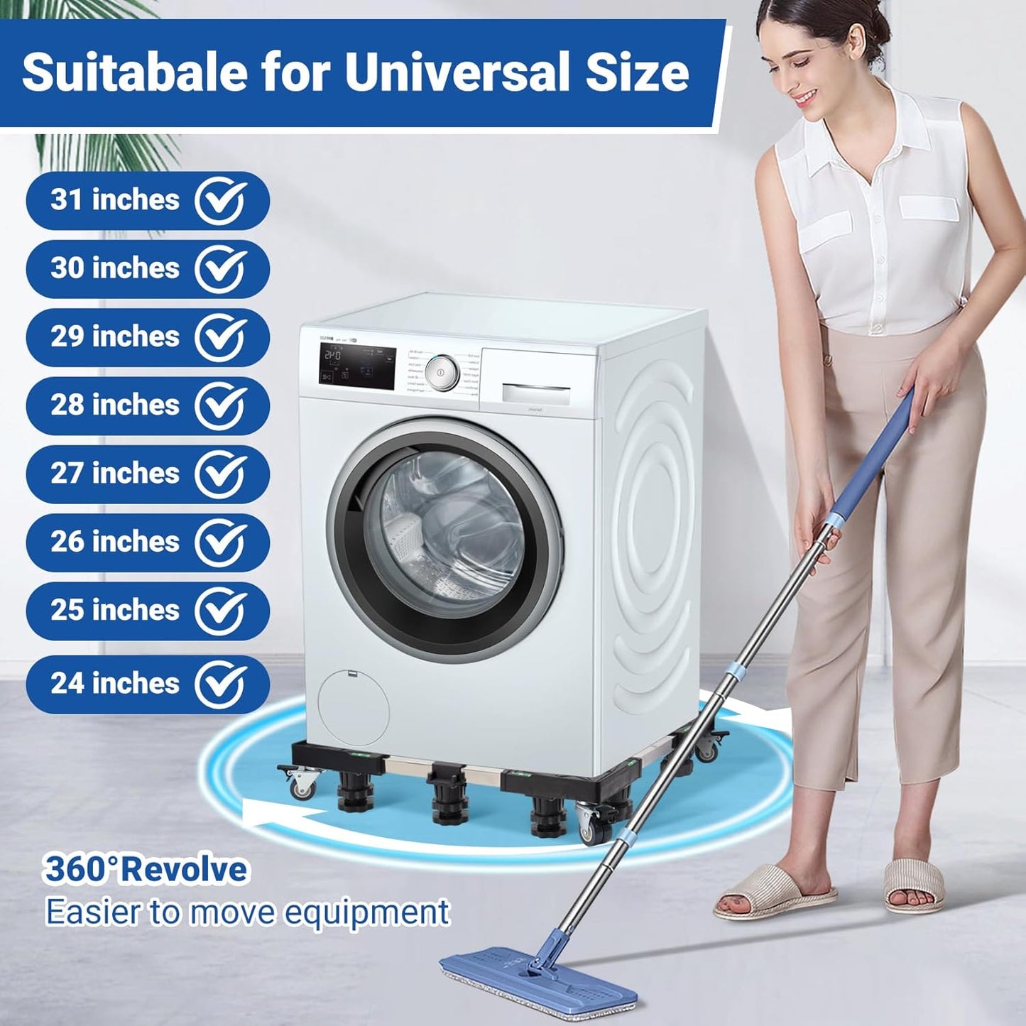 Nefish Mini Fridge Stand Universal Raised Base Adjustable Refrigerator Stands with 4 Strong Feet Washing Machine Pedestal Multi-Functional Bases for Dryer (Black)