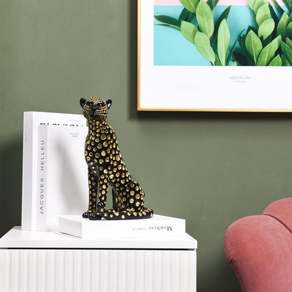 Quoowiit Bird Figurine, Modern Sculpture and Statues for Home Decor, Animal Statues for Bookshelf, Table, Entryway, Fireplace, Resin Decorative Sculpture with Chic Polka Dots Art Design (White)