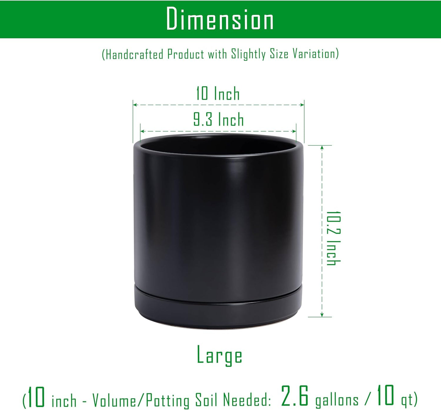 D'vine Dev Set of 2 Plants Pots, 6.5 Inch Ceramic Planter Pot for Plants with Drainage Hole and Saucer, White, 94-V-C-1