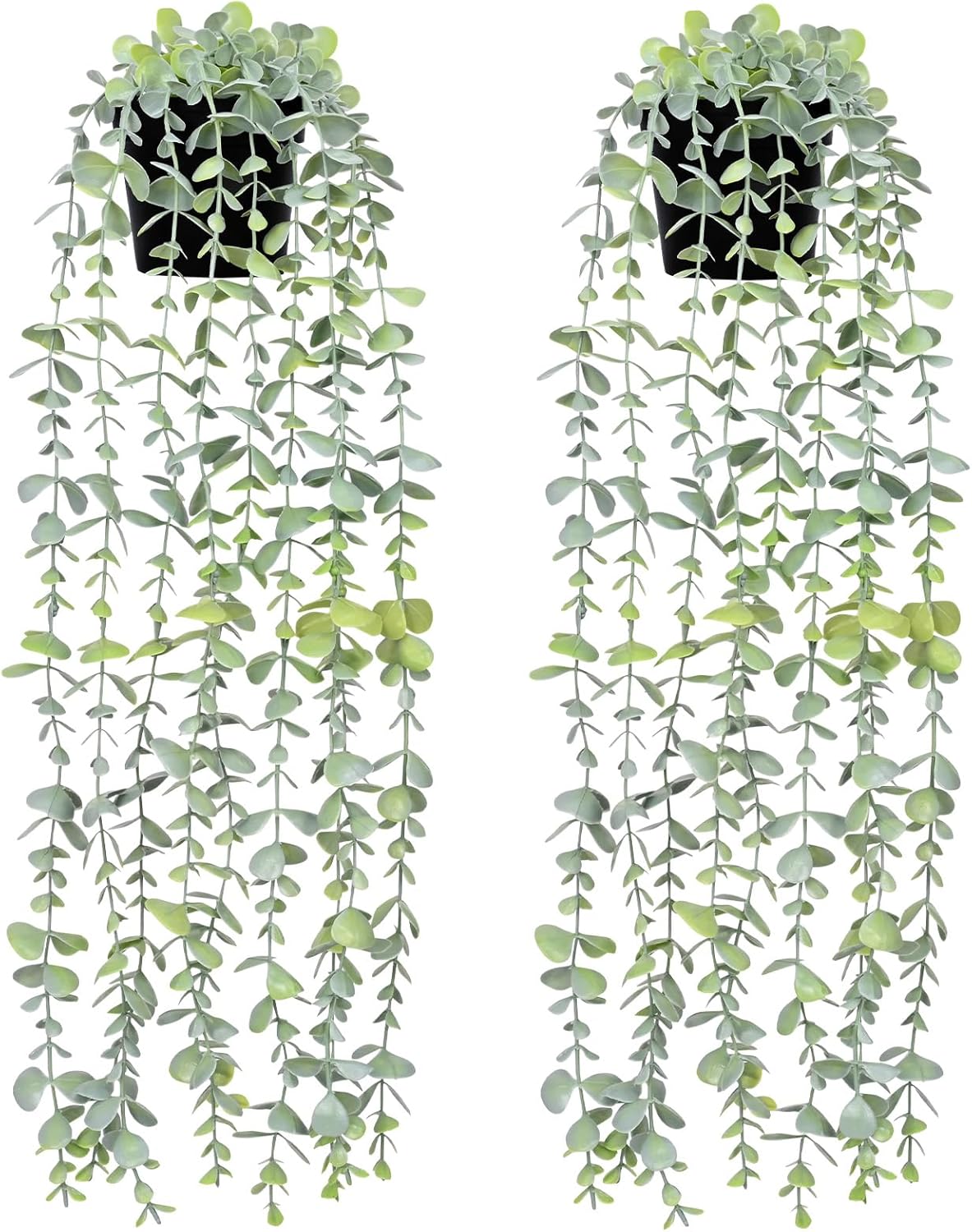 Waipfaru 4Pcs Fake Hanging Plants 2.7ft Fake Plants Eucalyptus Leaves UV Resistant Fake Vines Ivy Artificial Plants Outdoor Faux Plants Indoor Bedroom Living Room Boho Wall Porch Shelf Decor
