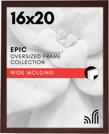 Americanflat 16x20 Picture Frame with Polished Plexiglass - Black Picture Frame - Wide Photo Frames Made of Engineered Wood for Vertical or Horizontal Wall Display - Epic Collection - Black - Colors B