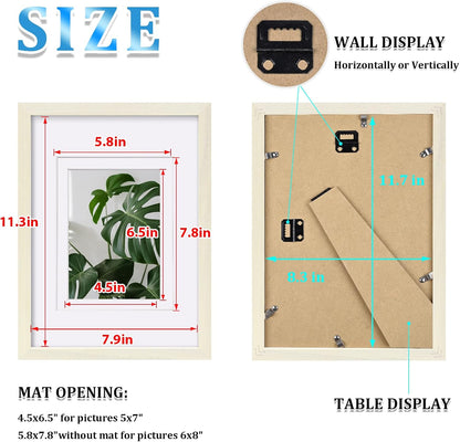 Egofine 8x10 Picture Frames Set of 4, Made of Solid Wood Covered by Plexiglass 4x6 and 5x7 with Mat or 8x10 without Mat, for Table Top Display and Wall Mounting Photo Frame Black