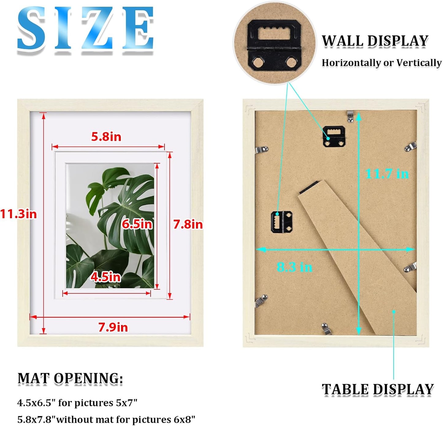 Egofine 12x16 Picture Frame Black, Covered by Plexiglass Made of Solid Wood, Display Pictures 9x12 and 11x14 with Mat or 12x16 Without Mat, for Wall Mounting Photo Frame - Colors A