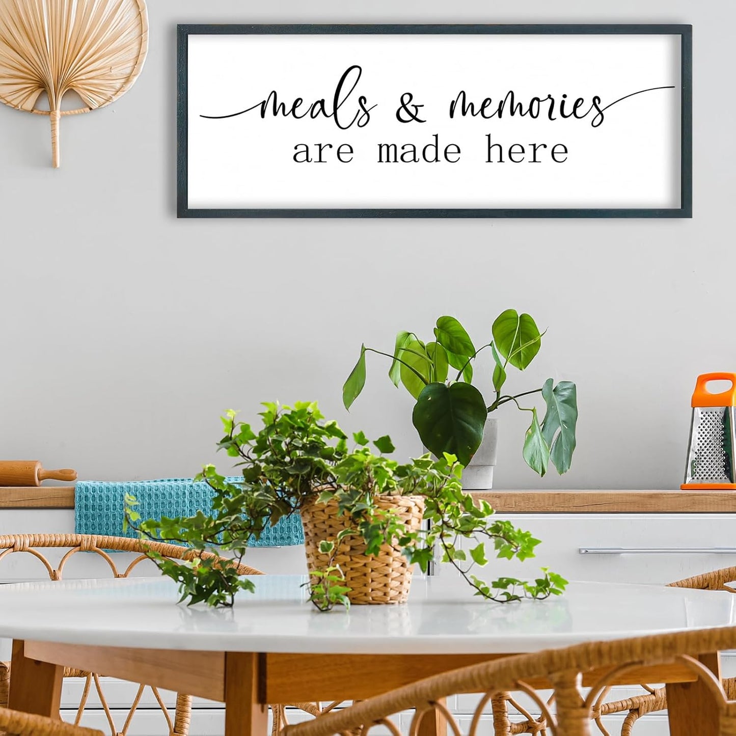 FZMHASLWW Gather Sign Wall Decor 32"×12" Large Wooden Framed for Dining Room Simple Home Kitchen Hanging Art (Wood)