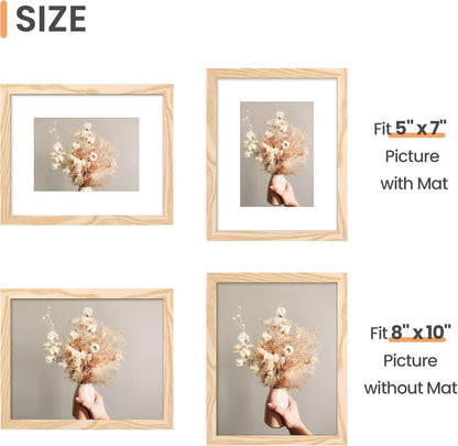 upsimples 5x7 Picture Frame Set of 10, Display Pictures 4x6 with Mat or 5x7 Without, Multi Photo Frames Collage for Wall or Tabletop Display, Black