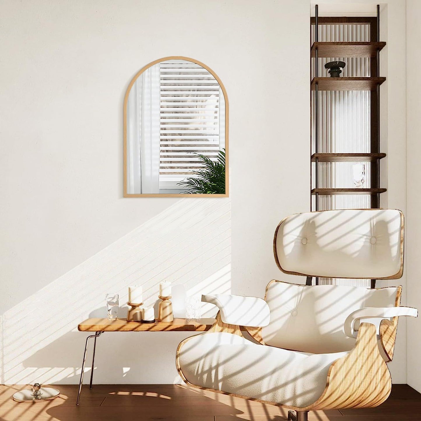 Black Arched Wall Mirror Aluminum Alloy Frame Bathroom Mirror Brushed Metal Vanity Wall Mounted Mirror for LivingRoom Bedroom Entryway Room Home Decor 16"x12"