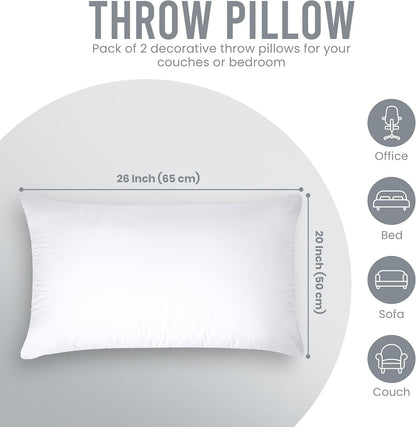 Utopia Bedding 18x18 Pillow Inserts, Set of 2, White – Indoor Decorative Throw Pillows for Bed, Sofa & Couch – Soft, Supportive & Fluffy Cushion Inserts