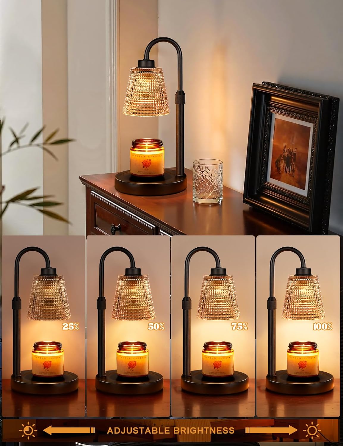 Innqoo Candle Warmer Lamp with Timer, Dimmable Candle Warmer for Jar Candles, Height Adjustable Wax Melts Warmer, Birthday Gifts for Women Mom, House Warming Gifts New Home Decor