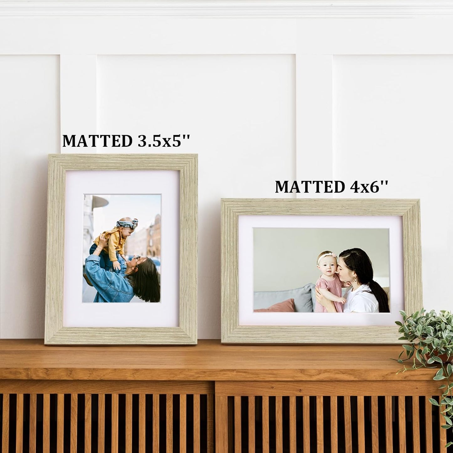 Egofine 8x10 Picture Frames Set of 4, Made of Solid Wood Covered by Plexiglass 4x6 and 5x7 with Mat or 8x10 without Mat, for Table Top Display and Wall Mounting Photo Frame Black