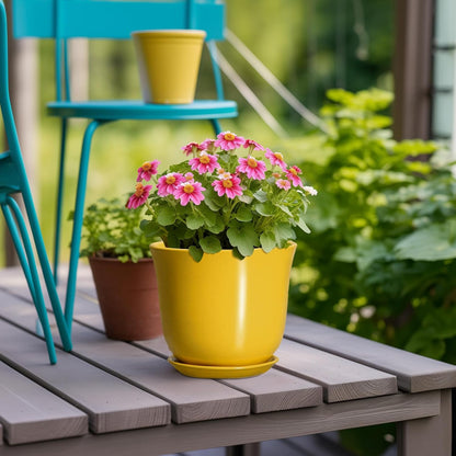 Ceramic Plant Pots - 12 Inch Pots for Plants Indoor Outdoor, Large Round Planter with Drainage Hole and Saucer, Modern Decorative Flower Pot, Home Garden Decor, House Warming Gifts, Blue