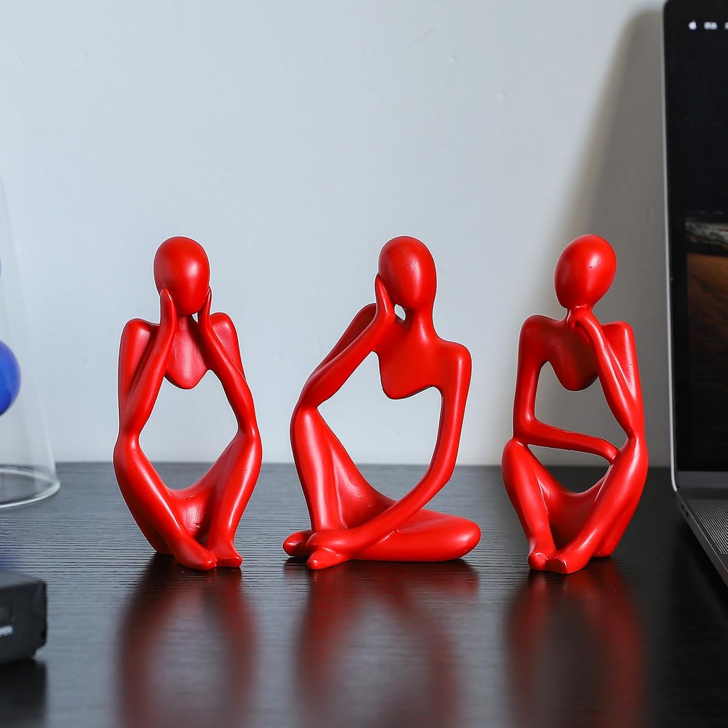BrownLove 3pcs Decor White Thinker Statue Abstract Art Sculpture，Resin Collectible Figurines for Home Living Room Office Shelf Decoration