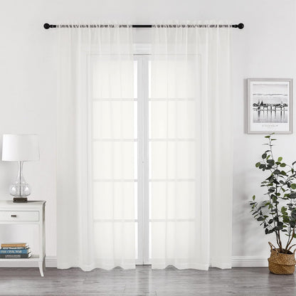 Chyhomenyc Sheer White Valances for Windows 2 Pack, Small Window Curtains for Living Room Bathroom Cafe Laundry Basement, Modern Top Dual Rod Pocket Voile Curtain, 42W x 14L inches, White - Colors C