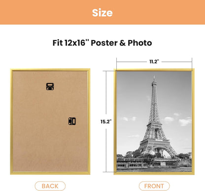upsimples 18x24 Picture Frame Black 3 Pack, Scratch-Proof Poster Frames 18 x 24 for Photo Gallery - Slide-In Strips, Horizontal or Vertical Wall Mounting